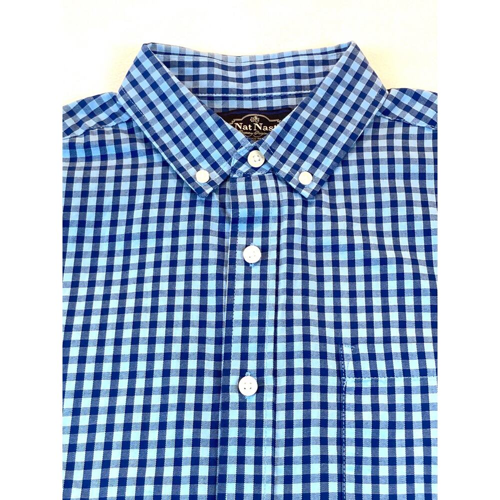 Nat Nast Blue Check Button Down Long Sleeve Shirt Medium